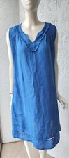 Elena Baldi Sleeveless 100 linen shift dress Blue Size Medium