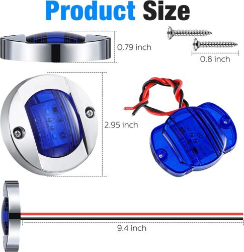 2X Round Marine Boat LED Courtesy Lights Cabin Deck Stern Navigation Light Blue - Picture 14 of 17
