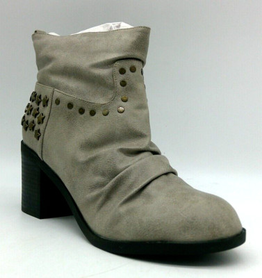 Michael Antonio Jinxy Grey Synthetic Slip On Booties Sz 9M Studded NWOB