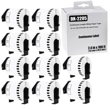 10Rolls 62mmx30.4m DK-2205 Continuous Tape for Brother QL Label Printer