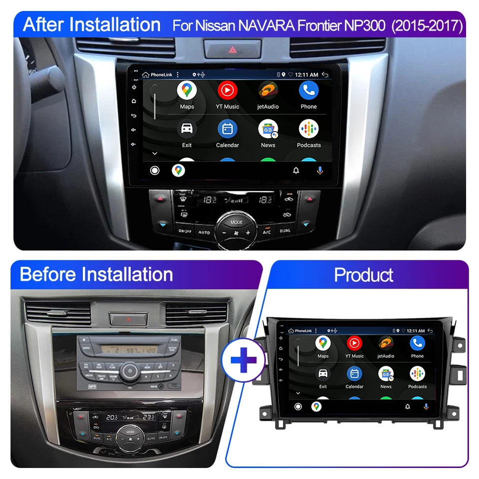 Juego estéreo de coche 6G+128 GB Android 14 para Nissan NAVARA NP300 2016-19 navegación RDS Foto 2 de 4