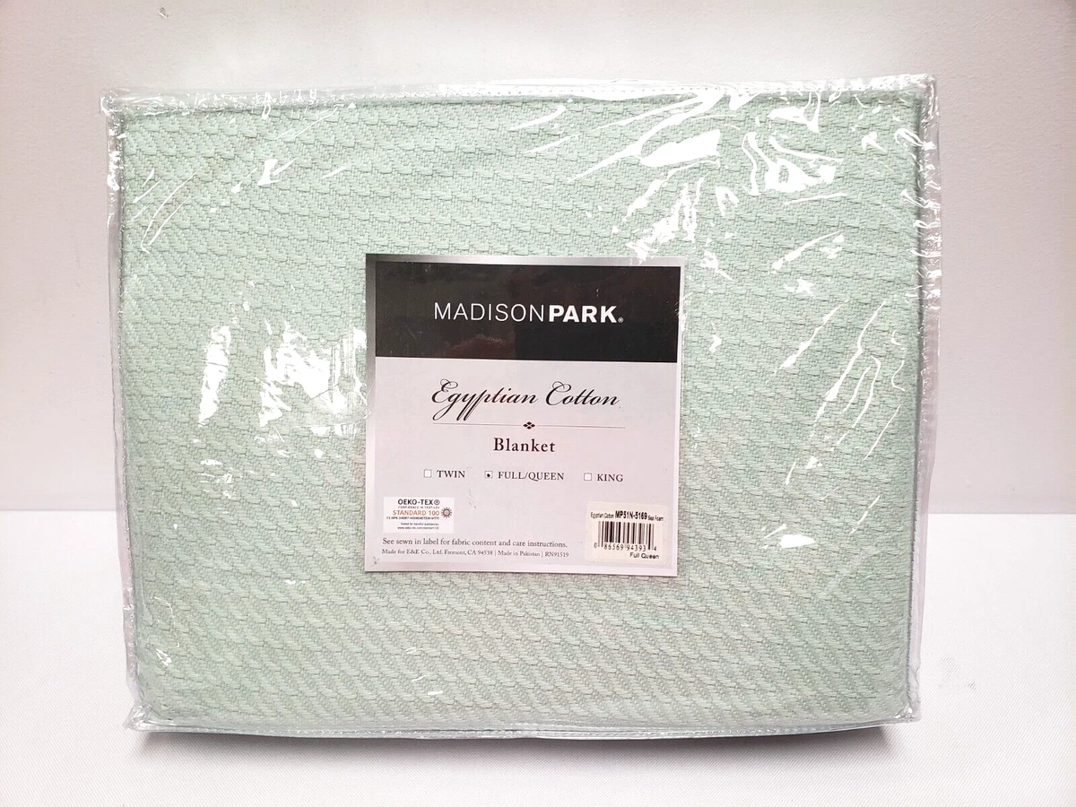 Madison Park Egyptian Cotton FULL QUEEN Blanket Seafoam
