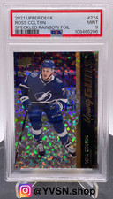 2021-22 Upper Deck Speckled Rainbow Foil Young Guns #224 Ross Colton PSA 9