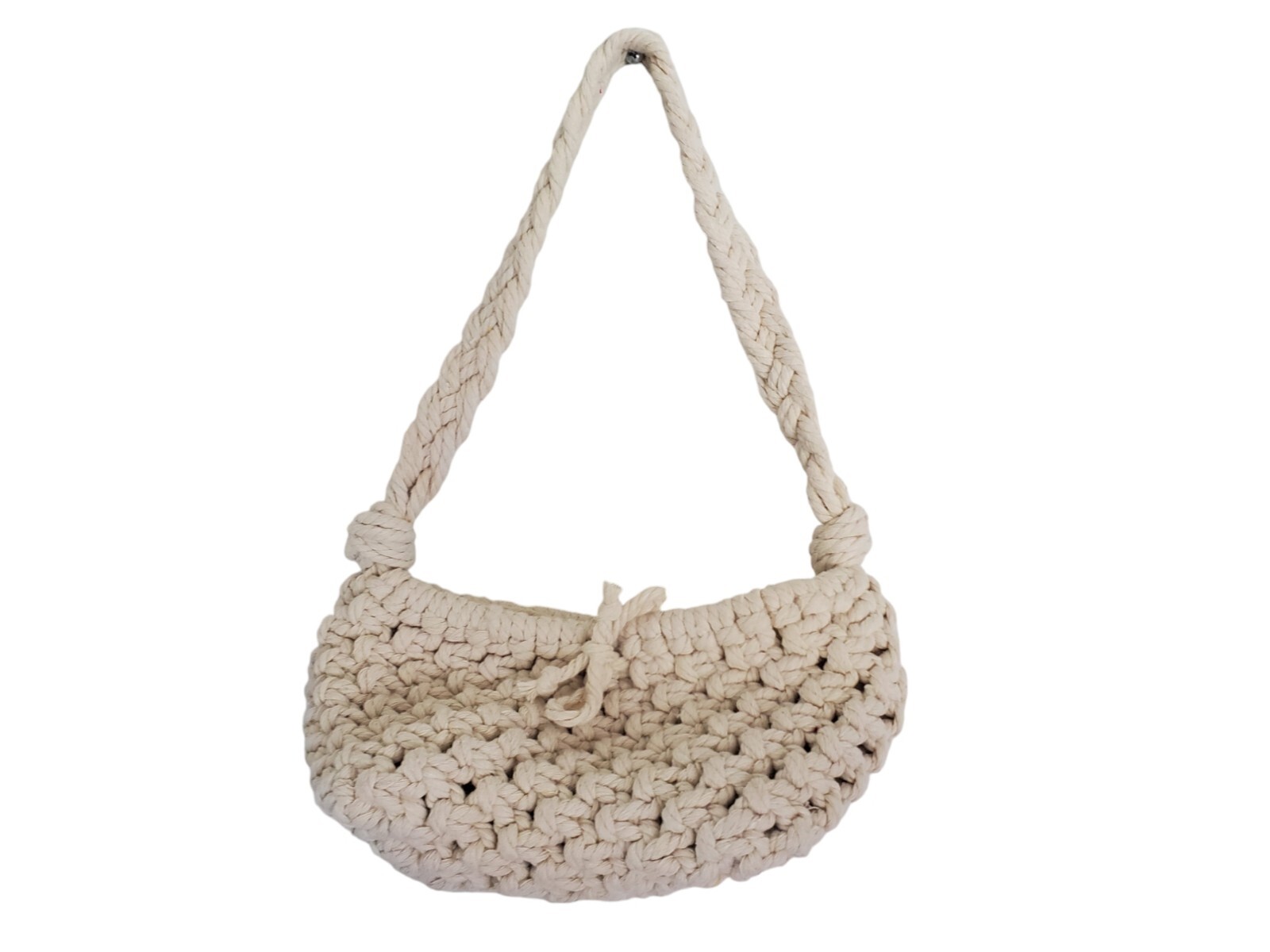 Handmade Baguette Macrame Purse, Natural Color, 6 x 10 x 4