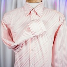 TED BAKER Pink White Multicolor Striped Cotton Men Dress Shirt Size XL