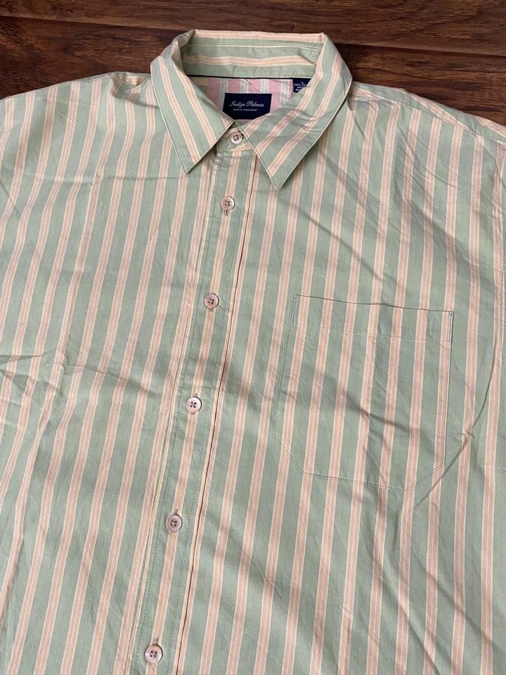 Indigo Palms Mens Dress Striped Button Down Long Sleeve Pocket Shirt Size Large - Image 3 of 4