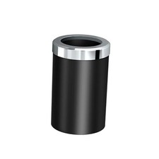 Modern Round Wastebasket, Matte Black and Chrome Combo - Matte Black / Chrome