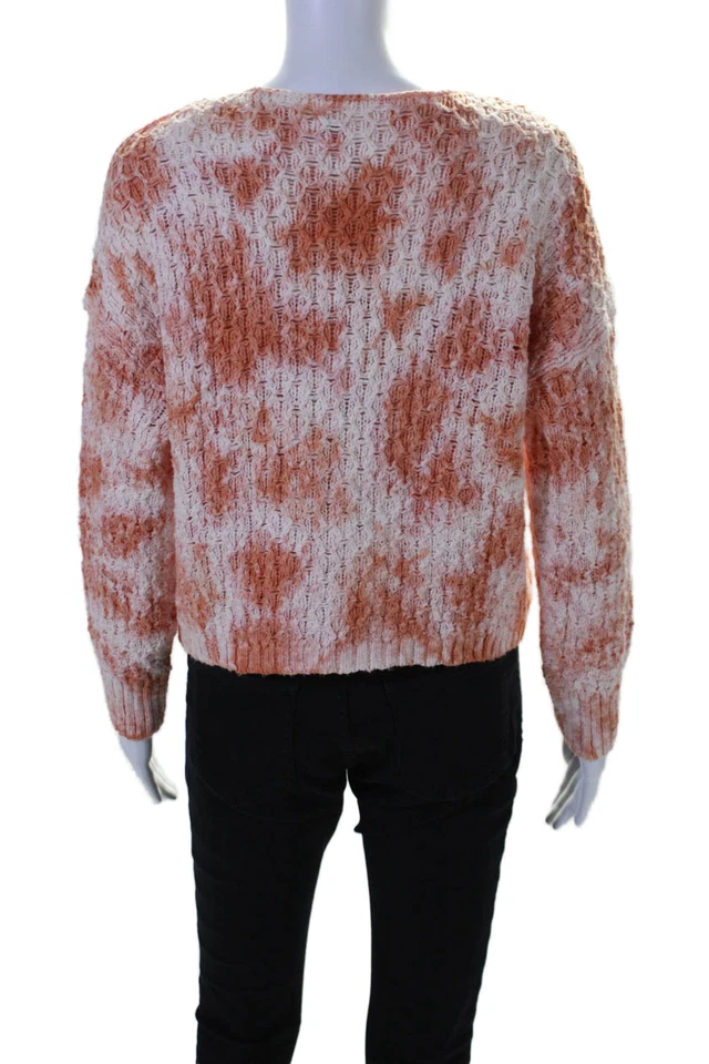 Suéter Pilcro Mujer Algodón Estampado Manchado Tejido Cuello Redondo Naranja Talla XS Foto 3 de 4