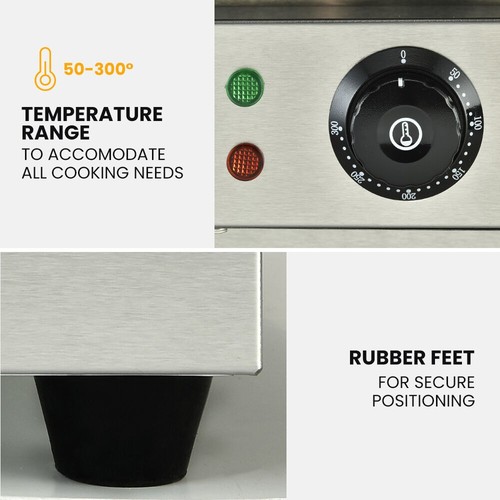 THERMOMATE Commercial Electric Griddle 4400W 73x40cm Half Ribbed Surface - Picture 8 of 12