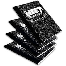 KAISA Classic Marble Composition Notebook, Wide Ruled Paper, wide-hard, 4pad