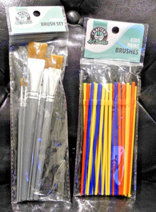 Lot 2 Crafter's Closet Art Basics Premium Paint Brush Set & Kids Paint Brushes