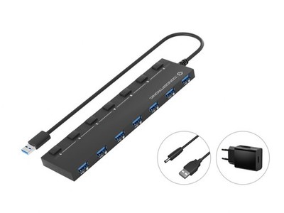 Conceptronic HUBBIES19BP CONCEPTRONIC USB-Hub 7-Port 3.0  ->7x3.0    5Gbps m.Net