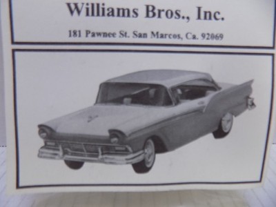 1957  FORD FAIRLINE 500 2 DOOR  BY; WILLIAMS BROS., INC  KIT 53110 NOS