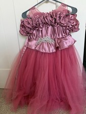 Girls Pink Tulle Ball Gown Dress 3-4 Years Ruffle Beaded Party Formal Sleeveless