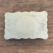 Vintage Belt Buckle Western Etched Scrollwork Nickel Silver Made in USA 1970s