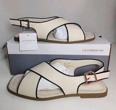 Liz Claiborne Harmony Criss Cross Strap Sandals, Cream - Size 9M