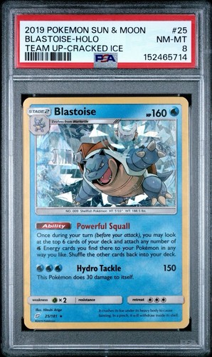 Pokemon Blastoise Team Up Cracked Ice Holo Rare #25 PSA 8 - Picture 2 of 3