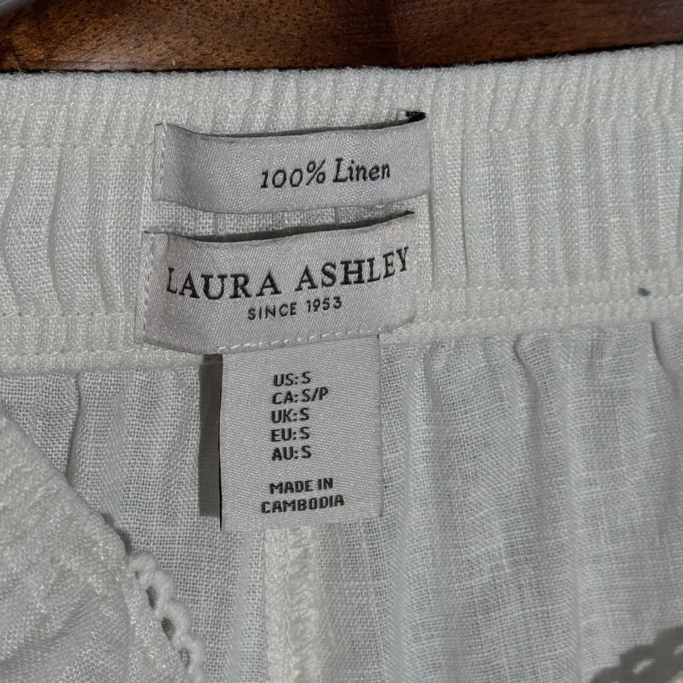 Laura Ashley 100% Linen Wide-Leg Pants Women’s S – Elastic Waist Pull-On - Image 2 of 4