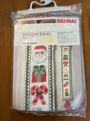 Vintage Bernat Holiday Ideas Bell Pull Medley Cross Stitch Kit Santa NEW