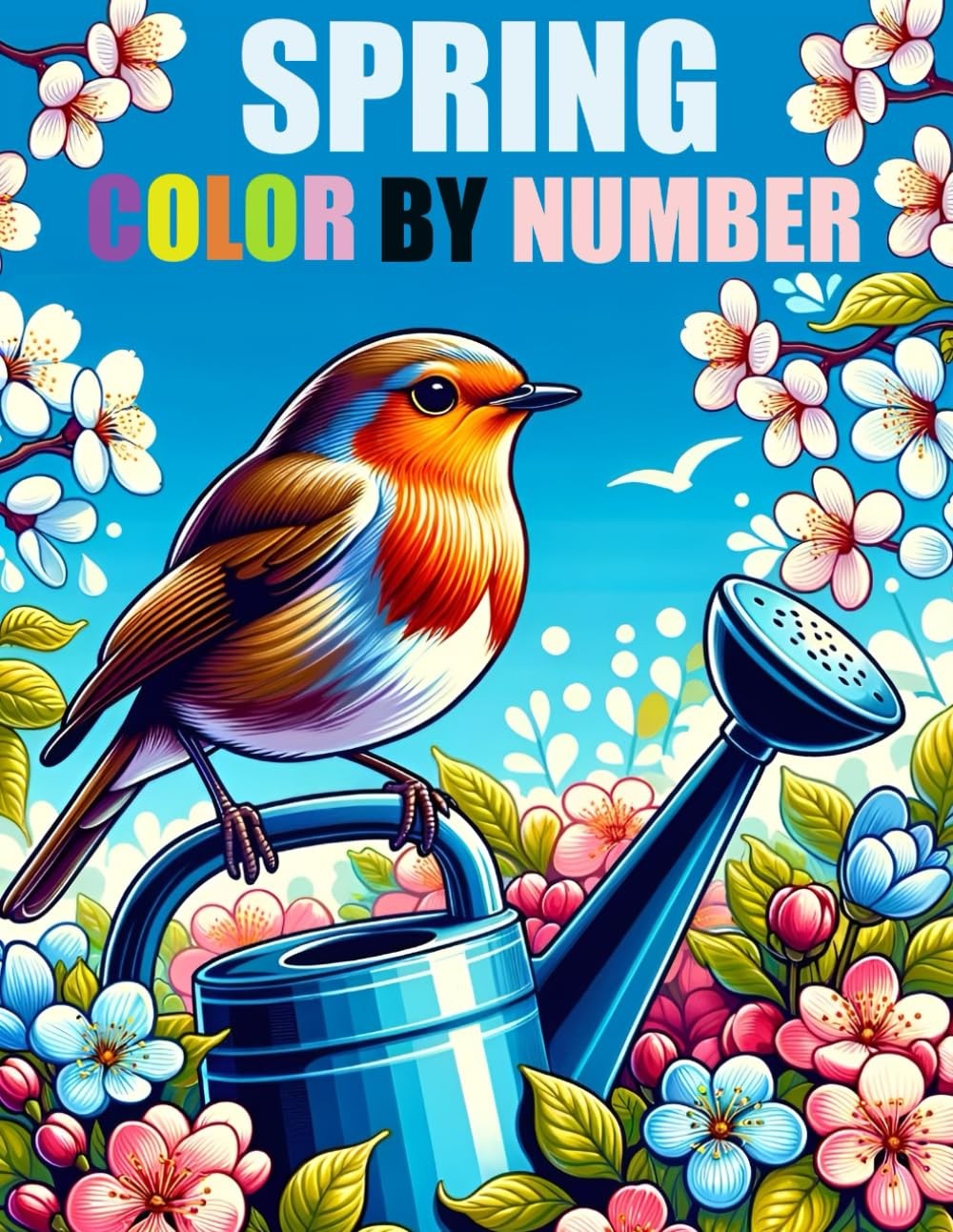 Spring Season Color By Number Adult Coloring Book: Large Print Simple Color By