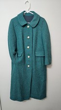 Vintage 1960s Emerald Teal Nubby Wool Mod Coat &ndash; ILGWU Union Made