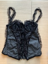 Black Lace Velvet Bustier Corset Top Bows Fairy Grunge Whimsigoth Romance M/L