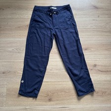 Atmosphere Navy Linen Blend Cropped Tapered Trousers Pants Size 6 Primark Summer