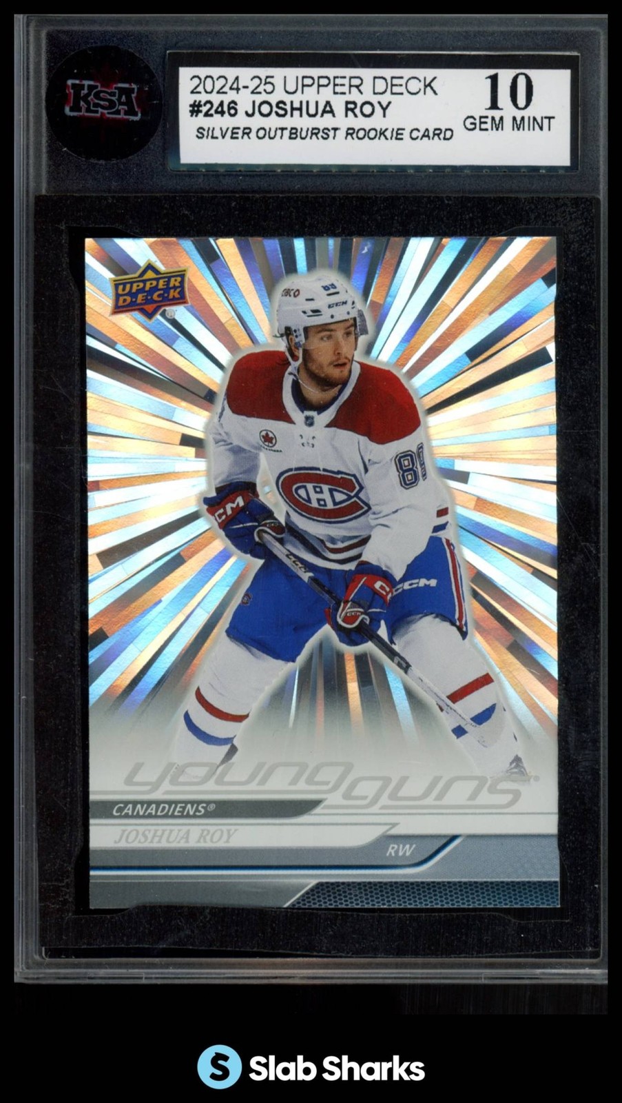 2024 UPPER DECK #246 JOSHUA ROY OUTBURST SILVER YOUNG GUNS RC ROOKIE KSA1 10