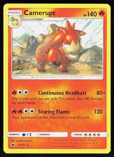 Camerupt 14/111 Rare SM - Crimson Invasion Pokemon EN Lightly Played