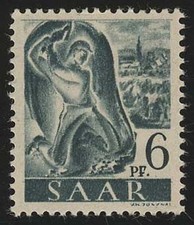 Saarland 208Z Freimarke 6 Pf., ohne Wasserzeichen, **