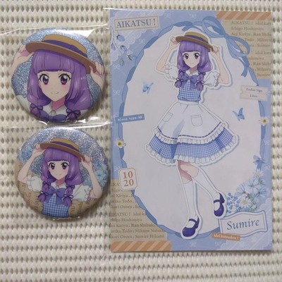 Aikatsu Glitter Can Badge + Postcard Set  Sumire Hikami  Acrylic