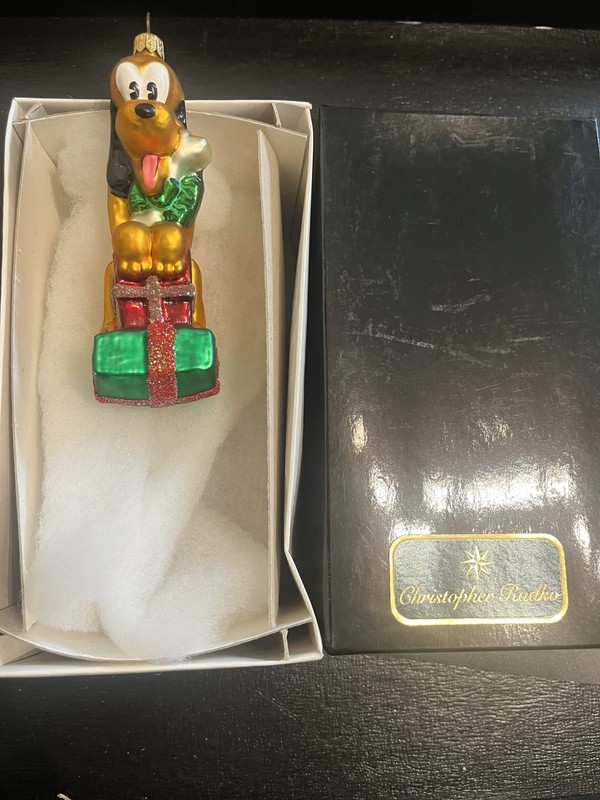 Christopher Radko 1995 Disney Noel Pluto Glass Christmas Ornament w/Box