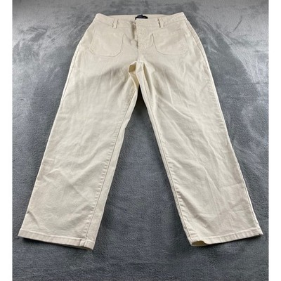 D.Jeans Womens Cream High Rise Button Fly Straight Leg Patch Pocket Pants 14