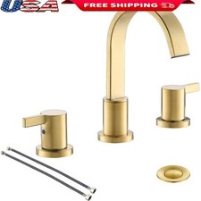 8 Inch Widespread 3 Hole Bathroom Faucet W/ Metal Pop Up Drain Easy Install New