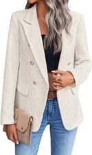 Fall Women's Tweed Plaid Blazer Jacket Fully Lined Fashion Business Lapel Coat