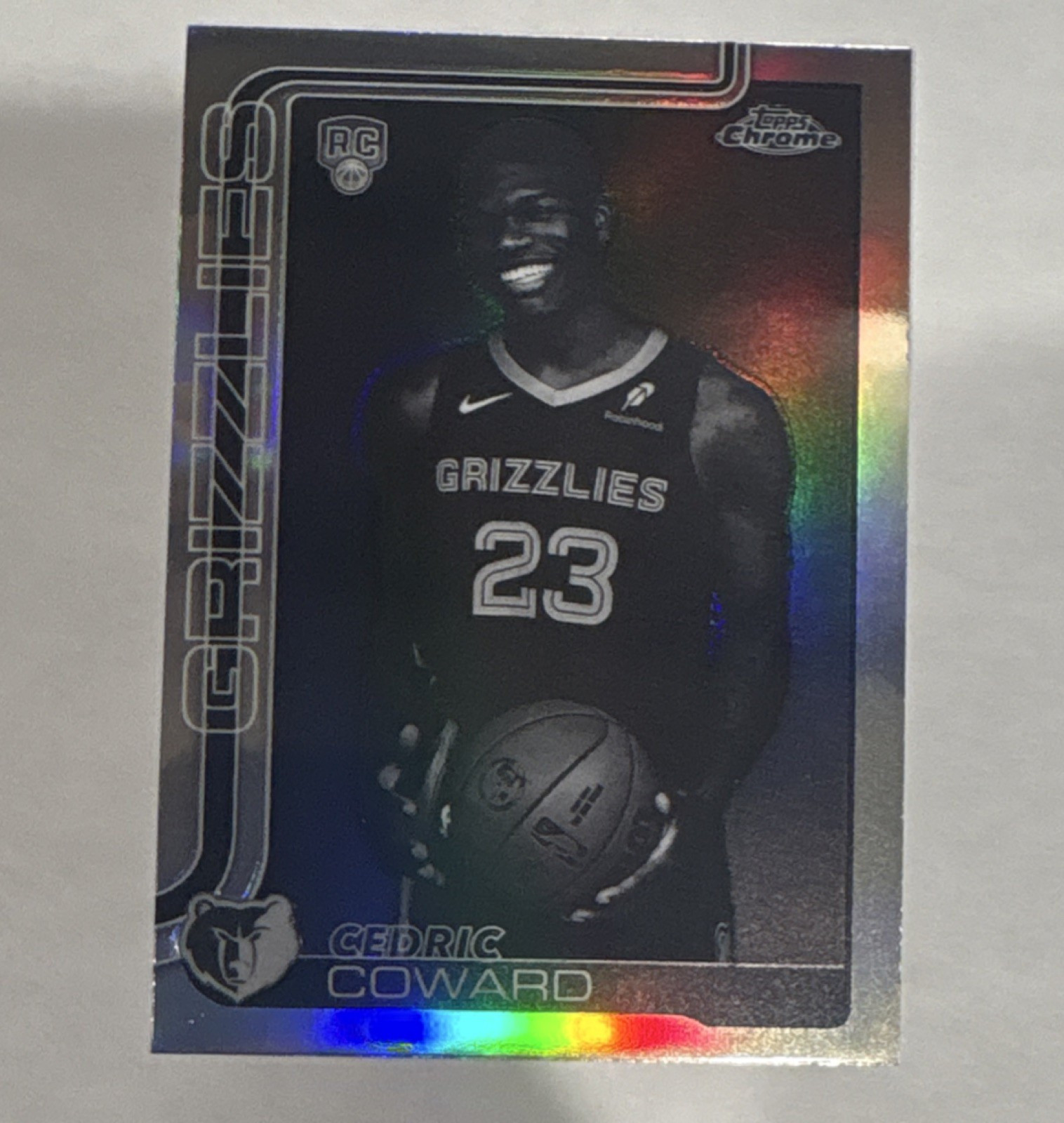 Topps 2025-26 Chrome Negative Refractor Cedric Coward #261 Memphis Grizzlies RC