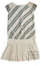 Mina Perhonen Striped Dress, Natural Look, Green/Orange Bias, Used -From Japan