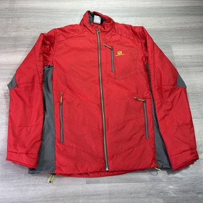 Salomon ActiLOFT Jacket Mens Large Red Full Zip Insulated Ski Softshell Hiking