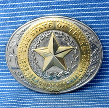 State of Texas Sesquicentennial Belt Buckle Vintage 80s Rhodes C S  .BMW822
