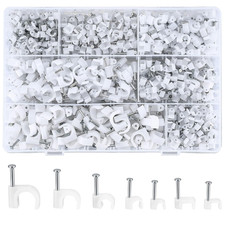 700 Pcs Cable Clips with Steel Nails Cable Wire Cord Management Clips White