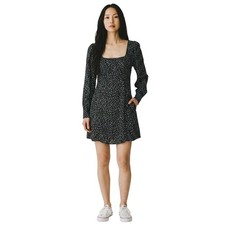 Madewell Black Floral Square Neck Long Sleeve Mini Dress Pockets Size 10