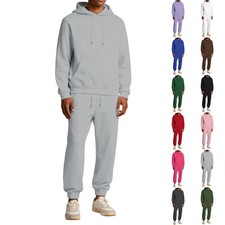Mens Hooded Athletic Tracksuit Gym Jogging Sport 2 Piece Set Casual Sweats