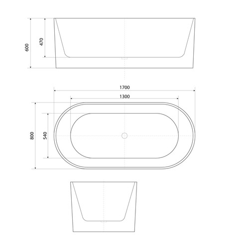 freistehende Badewanne Wanne Acryl F08 170x80cm mit Armatur AF04 - Bild 5 von 9