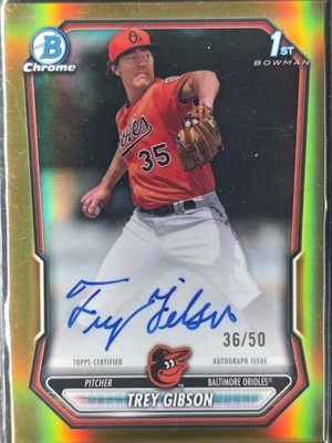 2026 Bowman - Chrome Prospect Autographs Trey Gibson True Gold Refractor /50