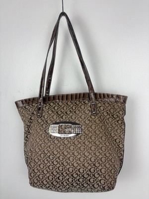 Tolle Vintage Y2K Guess Monogram Diamanté Tote Schultertasche