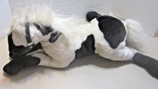 Passport Hugfun International Black & White Plush Horse Stuffed Animal 20" vtg.