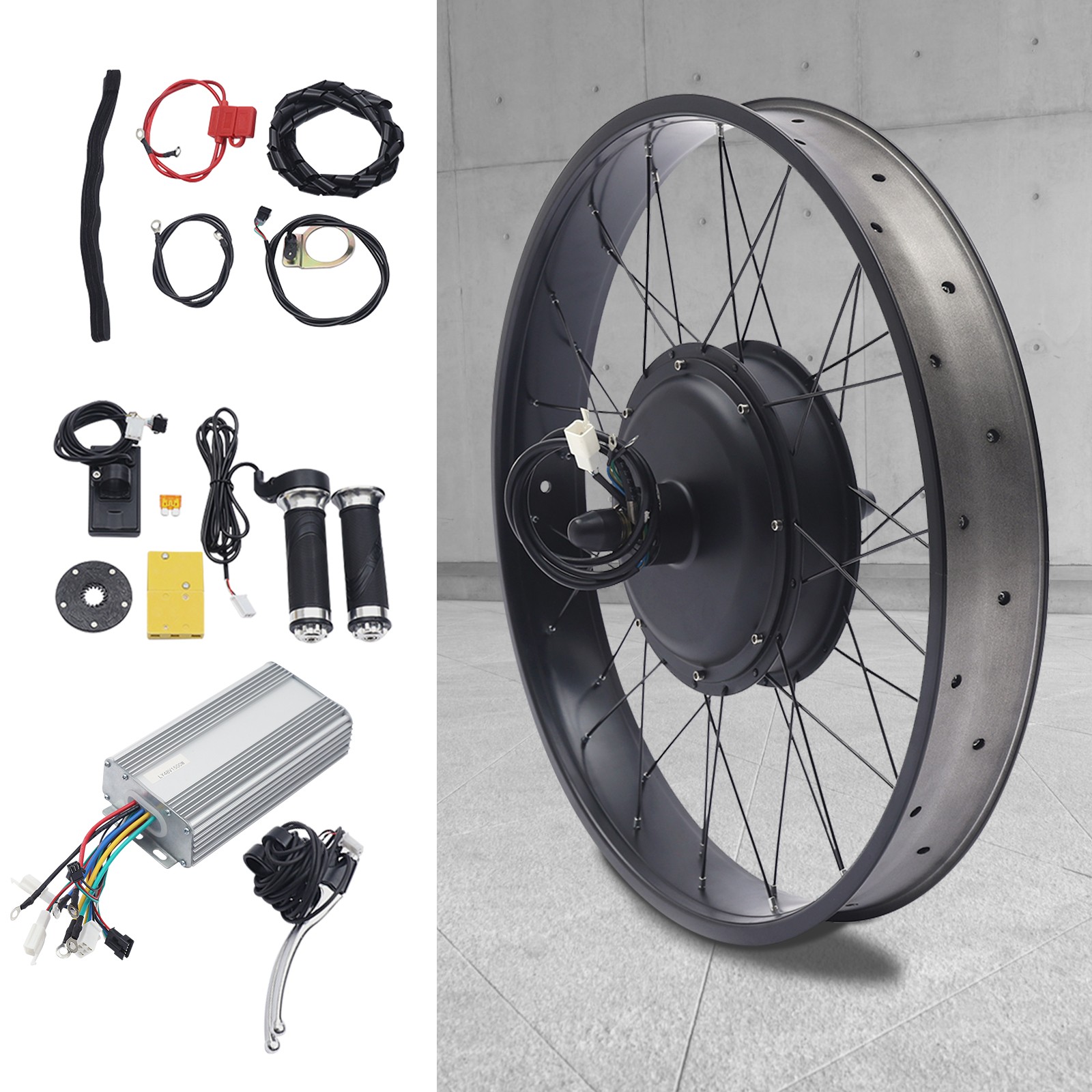 26" 48V 1500W E-Bike Motor Rear Hub Wheel Fat Tire Electric Bike Conversion Kit