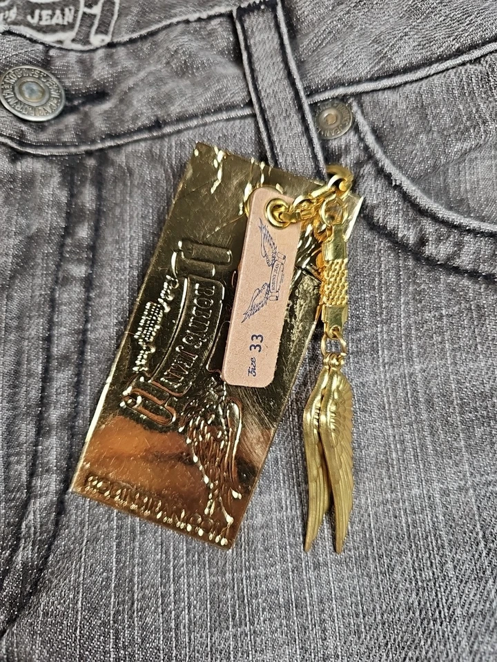 Robin's Jean Black Wings Long Flap Studded VTG Jeans USA $699 Men 33 (33x33) - Image 4 of 4