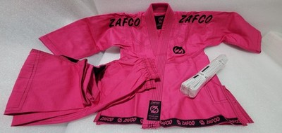 Kids' Essential Pink Brazilian Jiu Jitsu BJJ Gi ZAFCO & White Belt K-0