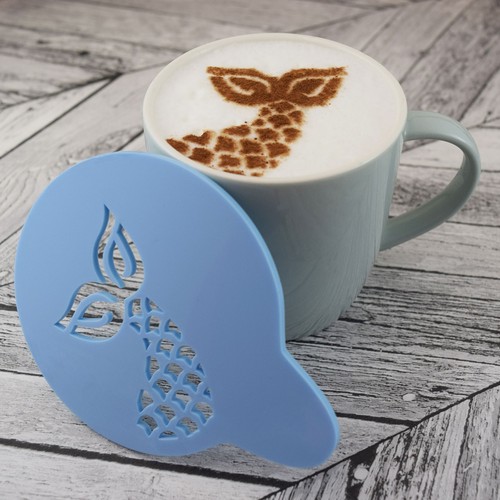 Mermaid Tail Coffee Stencil For Ocean Sea Nature Lovers Cappuccino Latte UK - Picture 14 of 16